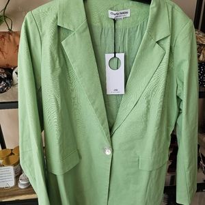 Charlie Holiday Green Linen Blazer